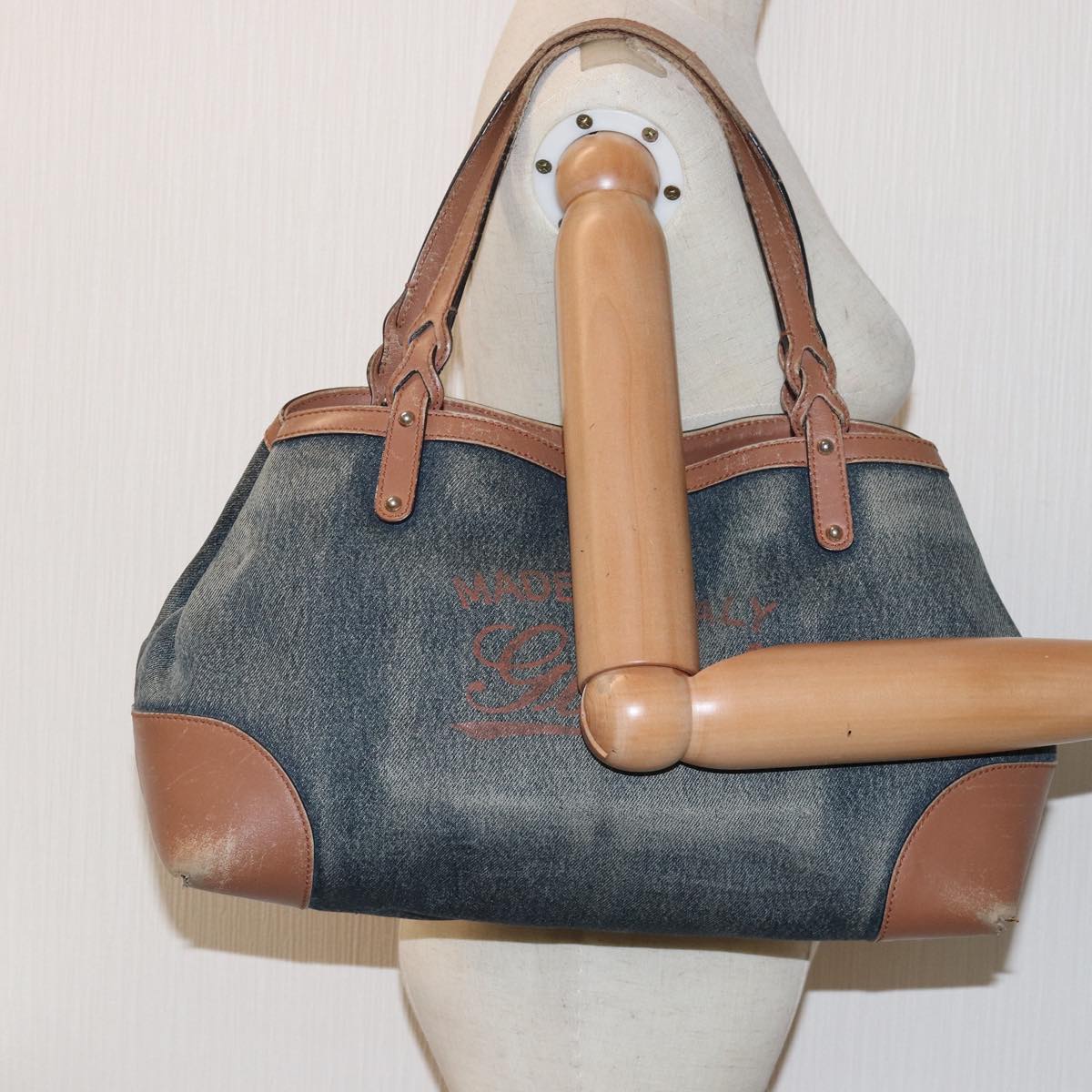 GUCCI Tote Bag Canvas Denim Blue 348715 525040 Auth 77495