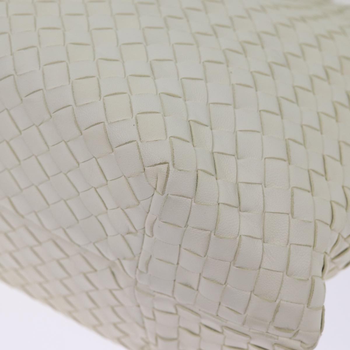 BOTTEGA VENETA INTRECCIATO Tote Bag Leather White 162197 Auth 77500