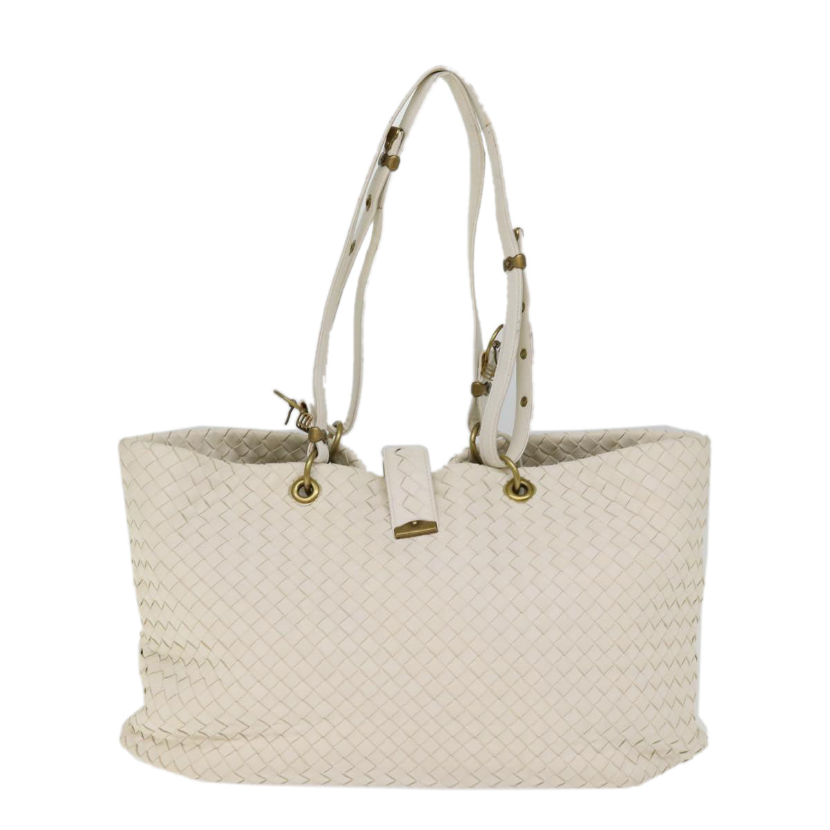 BOTTEGA VENETA INTRECCIATO Tote Bag Leather White 162197 Auth 77500 - 0