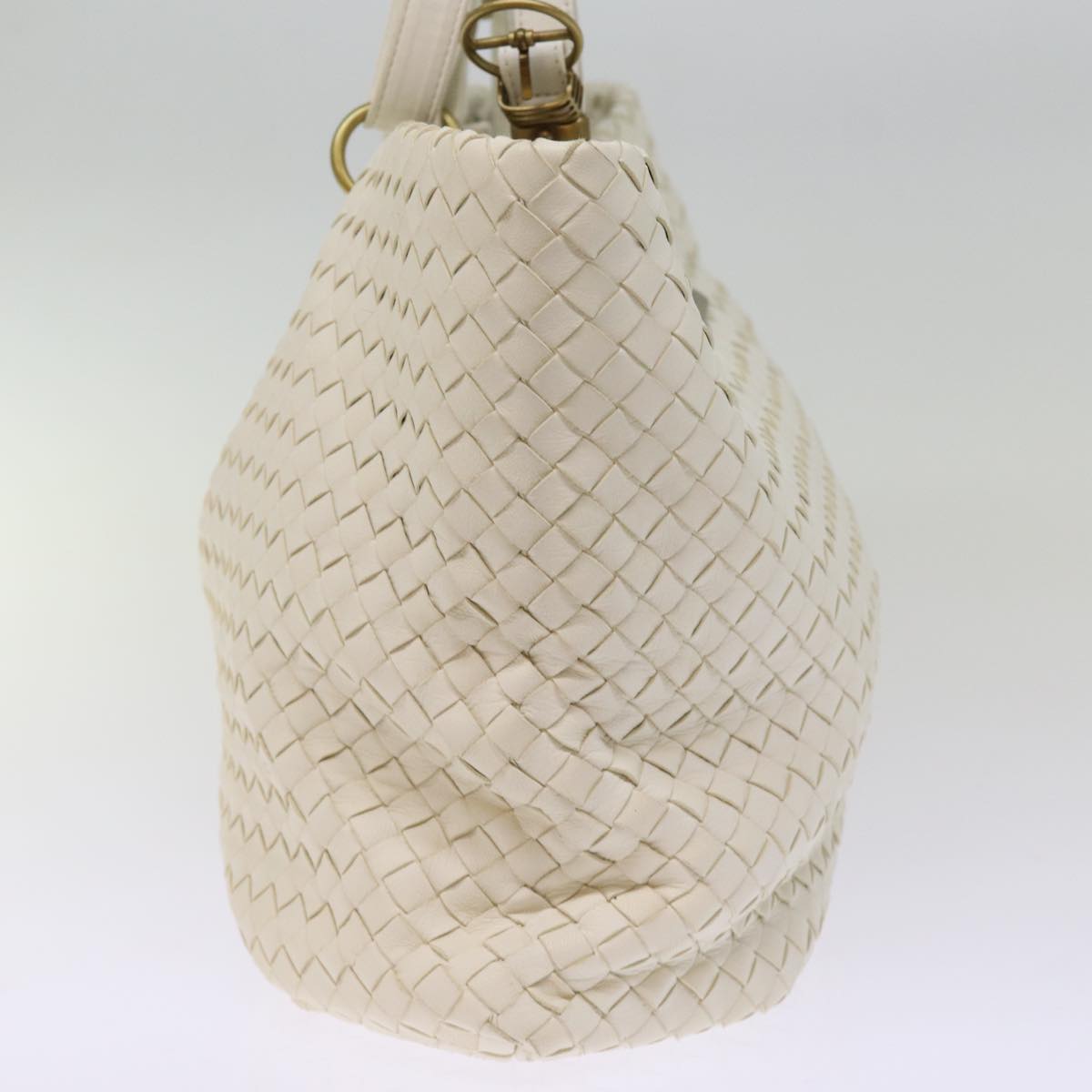 BOTTEGA VENETA INTRECCIATO Tote Bag Leather White 162197 Auth 77500