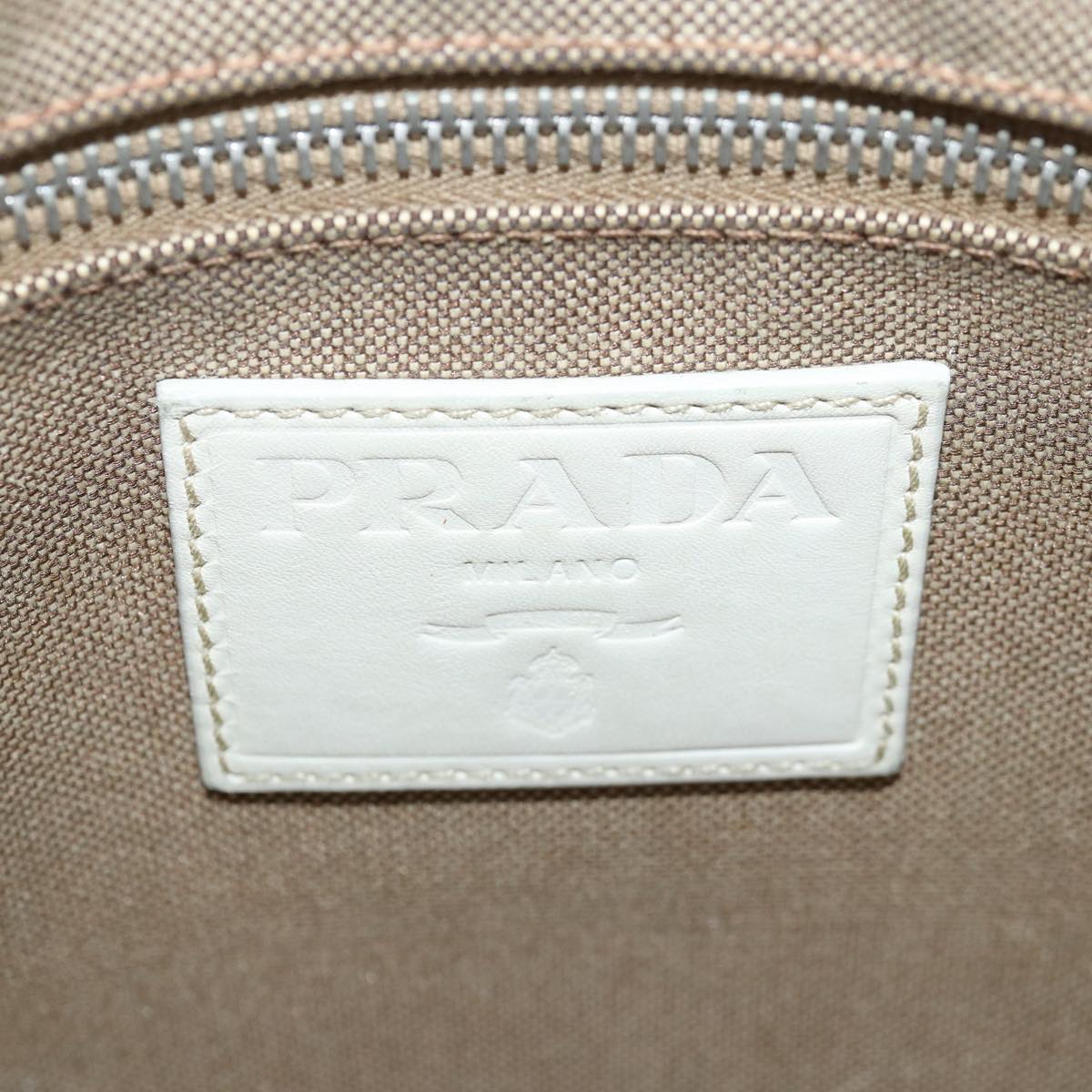 PRADA Shoulder Bag Canvas Beige Auth 77502