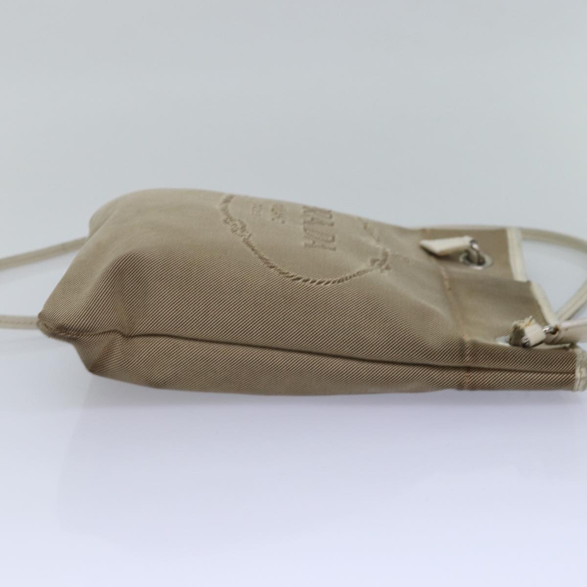 PRADA Shoulder Bag Canvas Beige Auth 77502