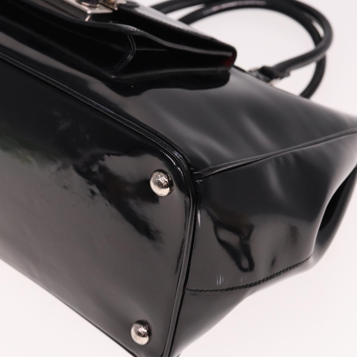 PRADA Tote Bag Enamel 2way Black Auth 77503