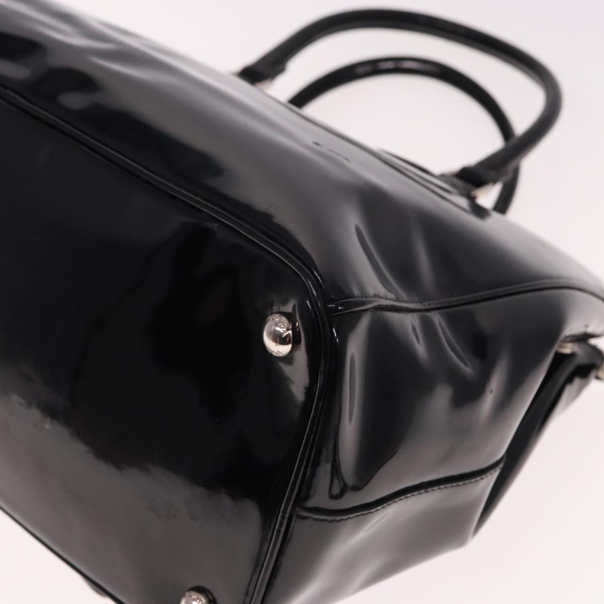 PRADA Tote Bag Enamel 2way Black Auth 77503