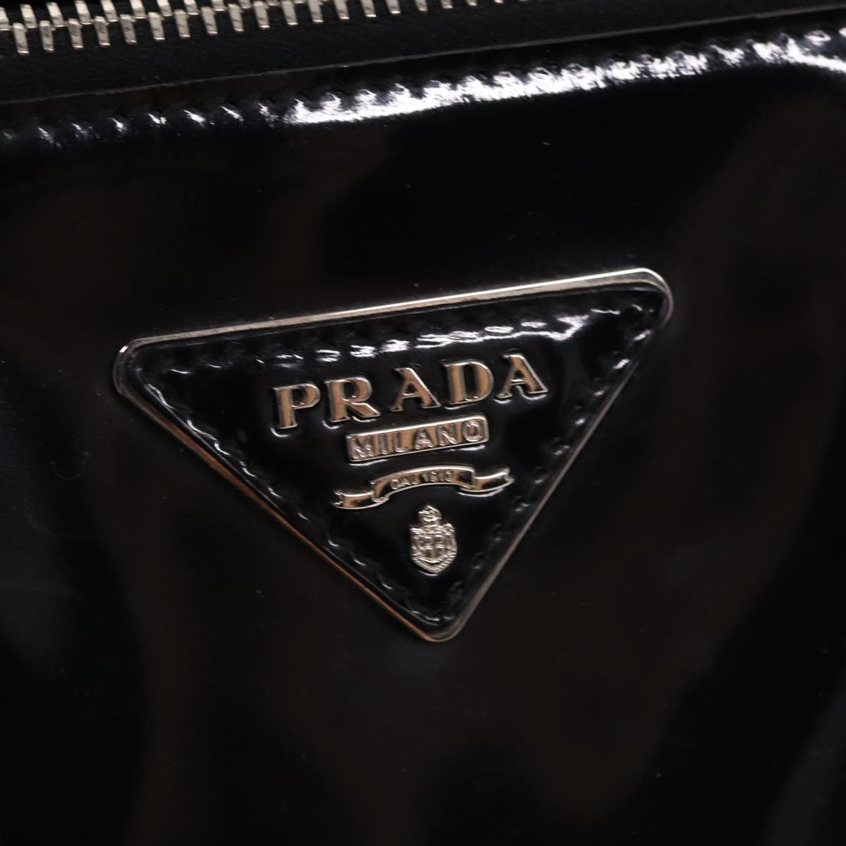 PRADA Tote Bag Enamel 2way Black Auth 77503