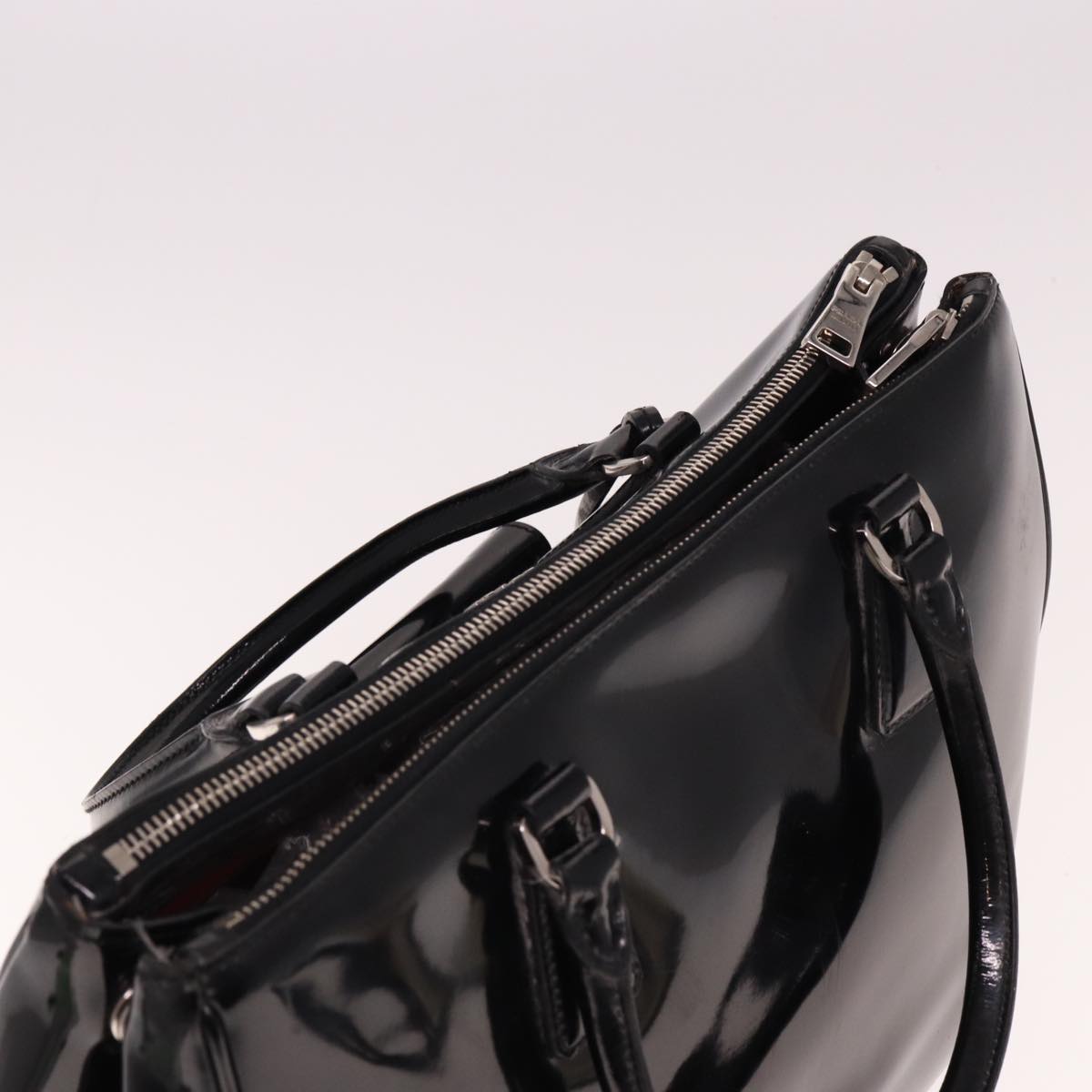 PRADA Tote Bag Enamel 2way Black Auth 77503