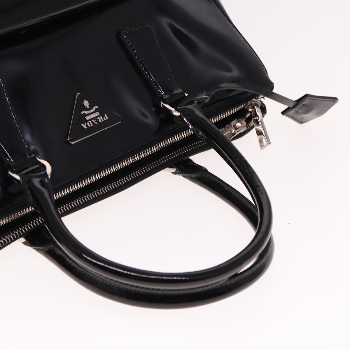 PRADA Tote Bag Enamel 2way Black Auth 77503