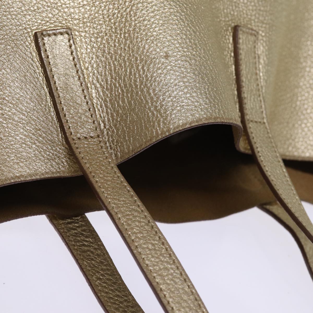 PRADA Tote Bag Leather Gold Auth 77504