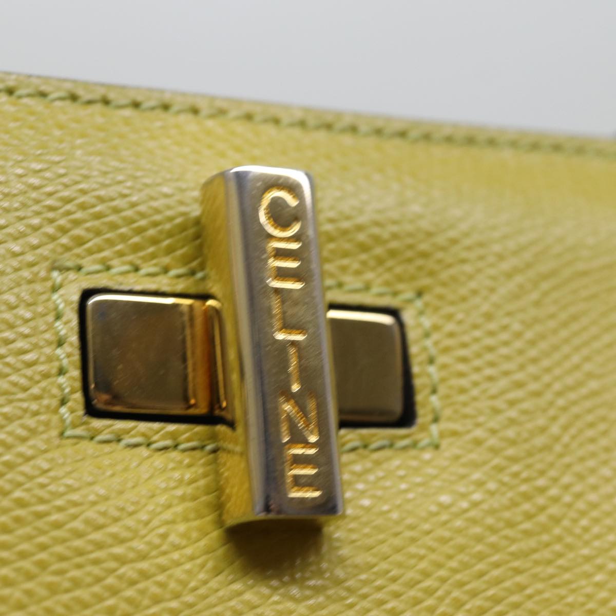 CELINE Tote Bag Leather Yellow Auth 77510