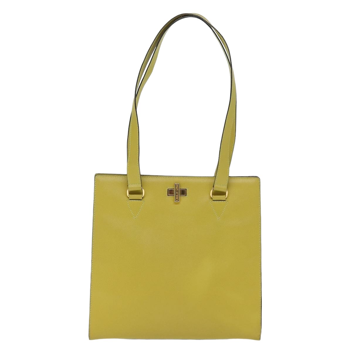 CELINE Tote Bag Leather Yellow Auth 77510