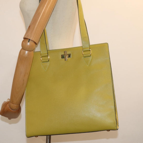 CELINE Tote Bag Leather Yellow Auth 77510