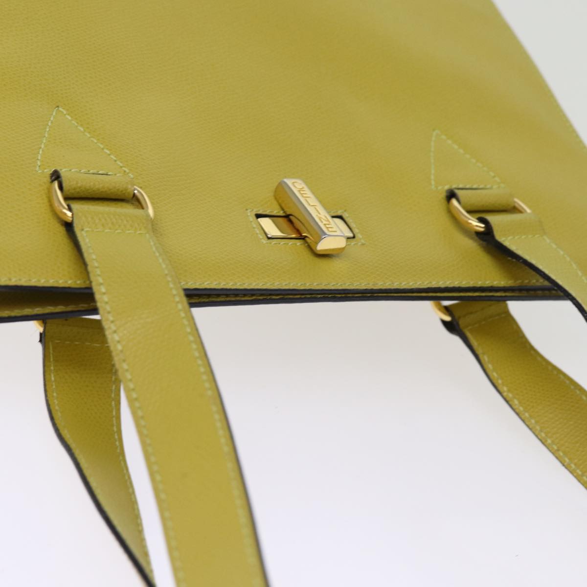 CELINE Tote Bag Leather Yellow Auth 77510