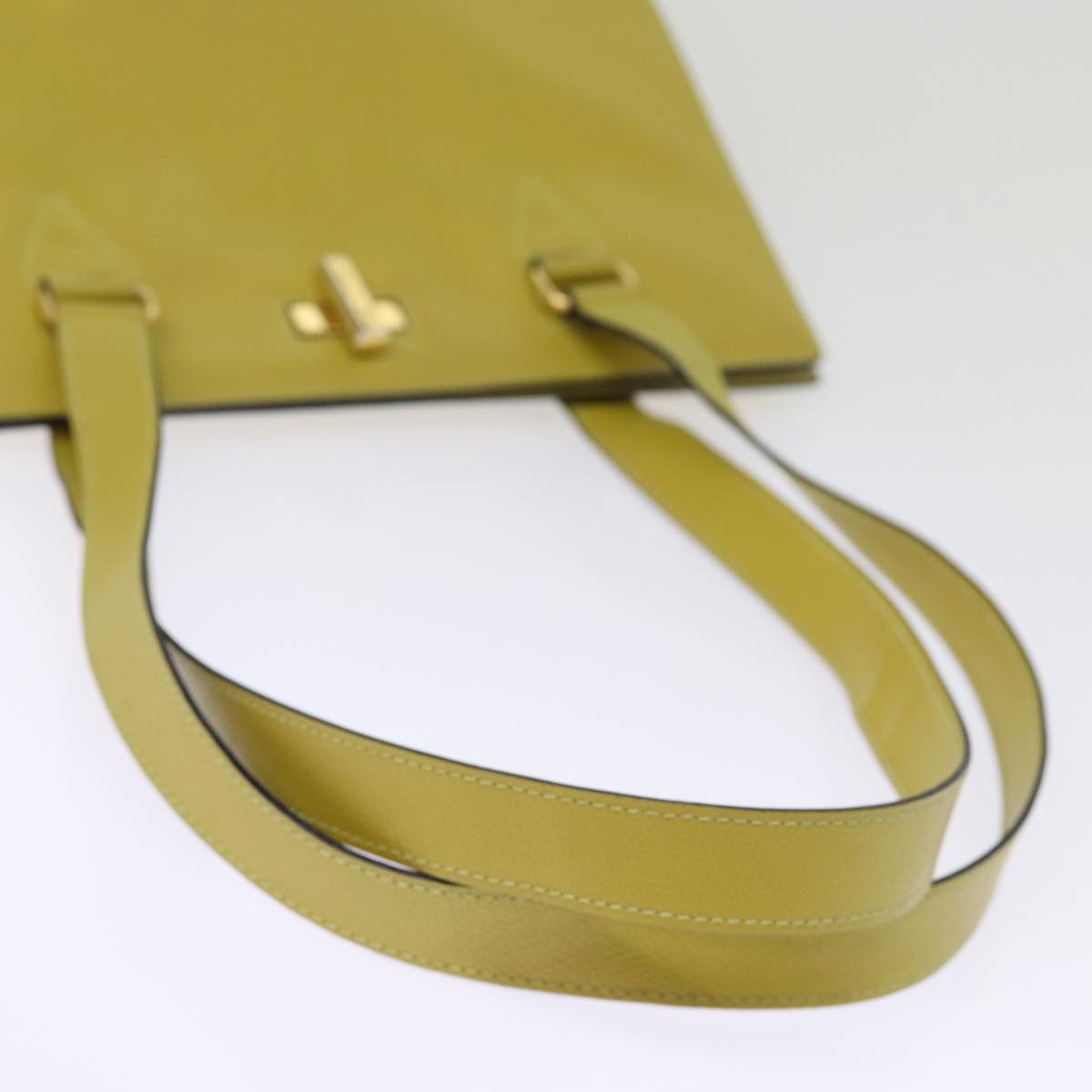 CELINE Tote Bag Leather Yellow Auth 77510