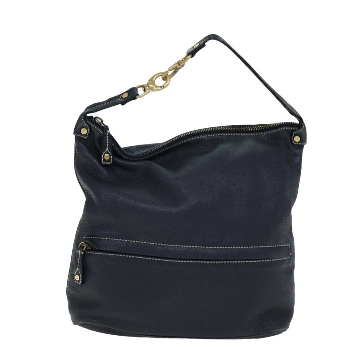 CELINE Shoulder Bag Leather Navy Auth 77511