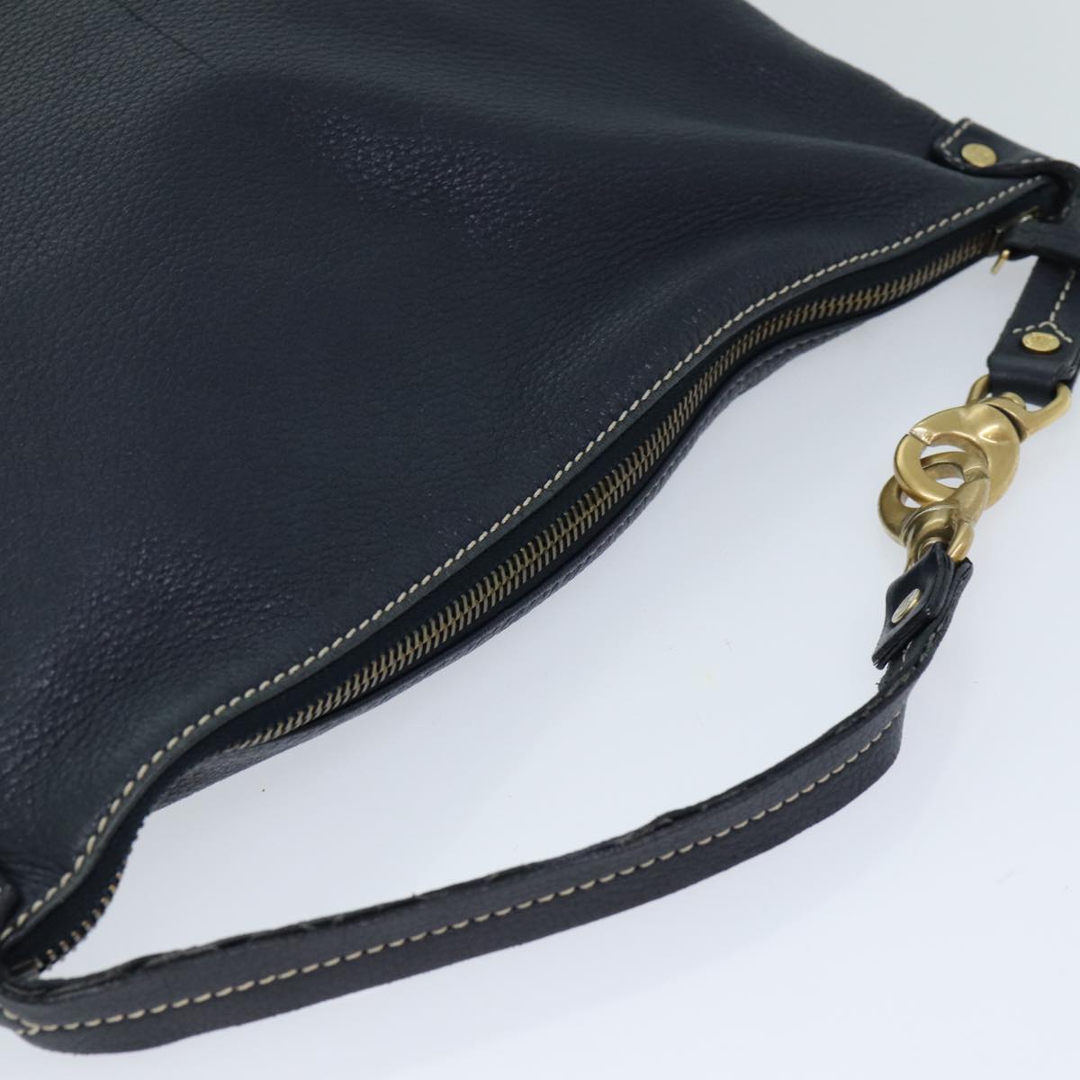 CELINE Shoulder Bag Leather Navy Auth 77511