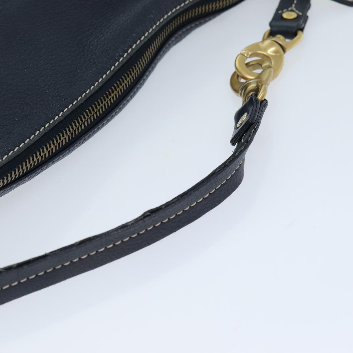 CELINE Shoulder Bag Leather Navy Auth 77511