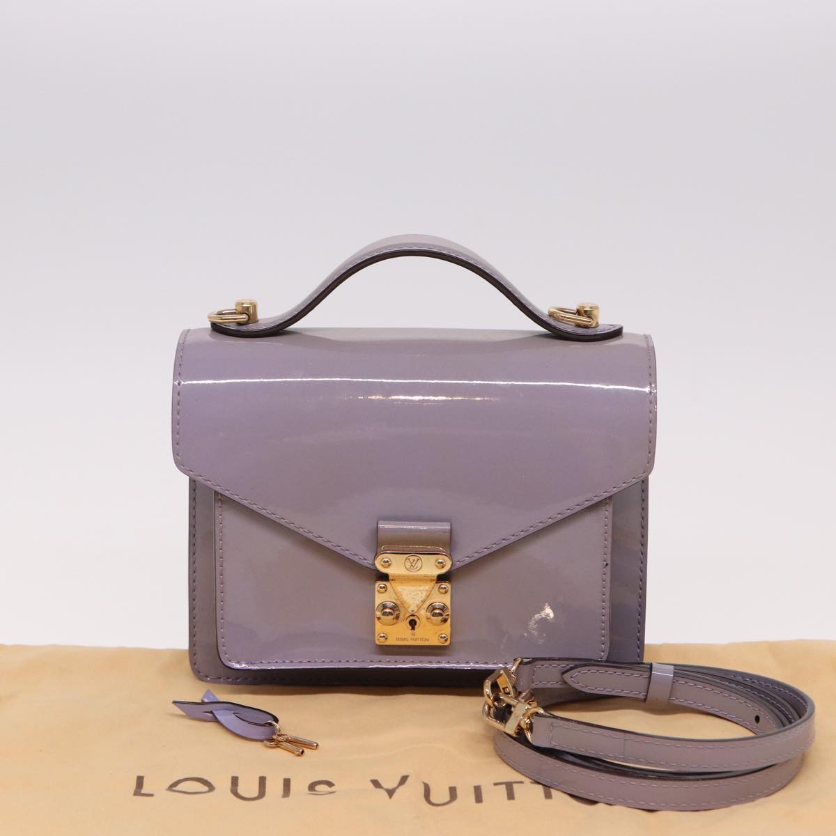 LOUIS VUITTON Vernis Monceau BB Hand Bag 2way Lila LV Auth 77576