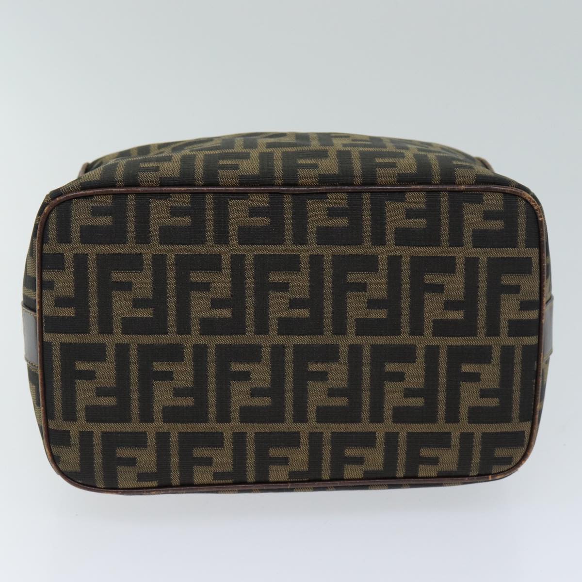 FENDI Zucca Canvas Vanity Pouch Brown Black Auth 77628