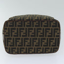 FENDI Zucca Canvas Vanity Pouch Brown Black Auth 77628-5
