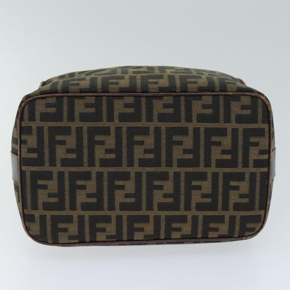 FENDI Zucca Canvas Vanity Pouch Braun Schwarz Auth 77628