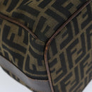 FENDI Zucca Canvas Vanity Pouch Brown Black Auth 77628-16