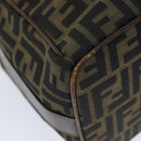 FENDI Zucca Canvas Vanity Pouch Brown Black Auth 77628-18