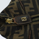 FENDI Zucca Canvas Vanity Pouch Brown Black Auth 77628-19