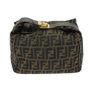 FENDI Zucca Canvas Vanity Pouch Brown Black Auth 77628-13