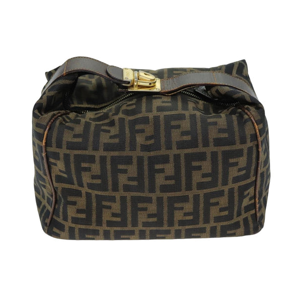 FENDI Zucca Canvas Vanity Pouch Braun Schwarz Auth 77628