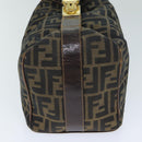 FENDI Zucca Canvas Vanity Pouch Brown Black Auth 77628-3