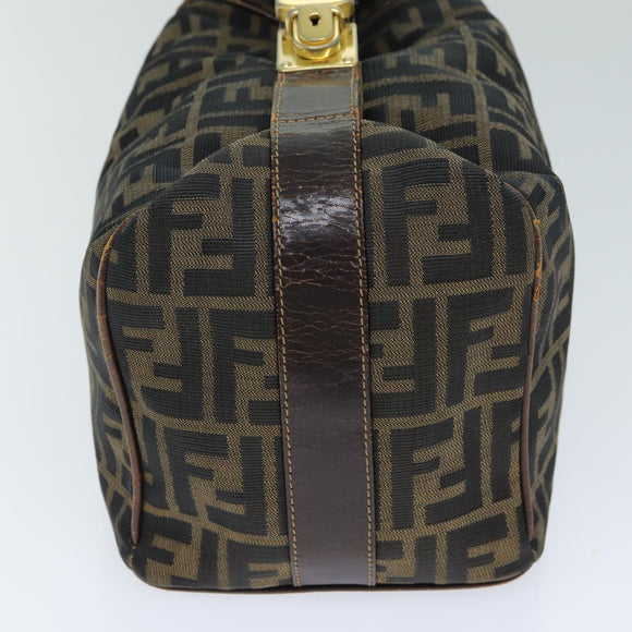 FENDI Zucca Canvas Vanity Pouch Braun Schwarz Auth 77628