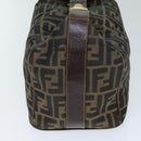 FENDI Zucca Canvas Vanity Pouch Brown Black Auth 77628-4