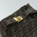 FENDI Zucca Canvas Vanity Pouch Brown Black Auth 77628-6