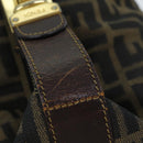 FENDI Zucca Canvas Vanity Pouch Brown Black Auth 77628-7