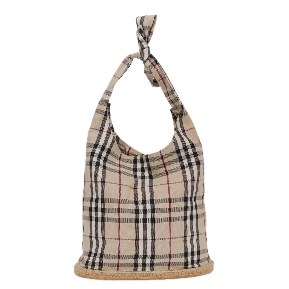 BURBERRY Nova Check Hand Bag Canvas Beige Auth 77629