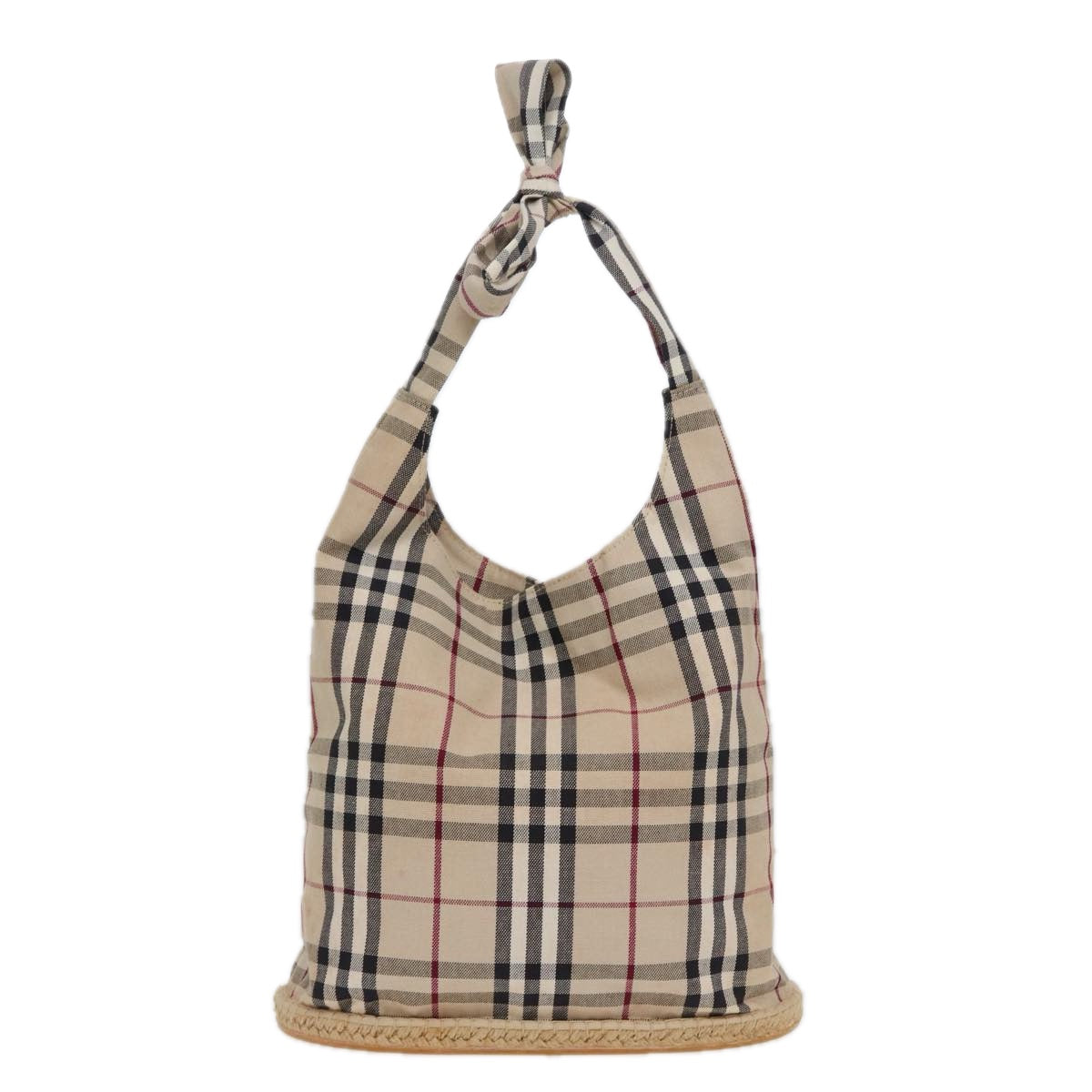 BURBERRY Nova Check Hand Bag Canvas Beige Auth 77629