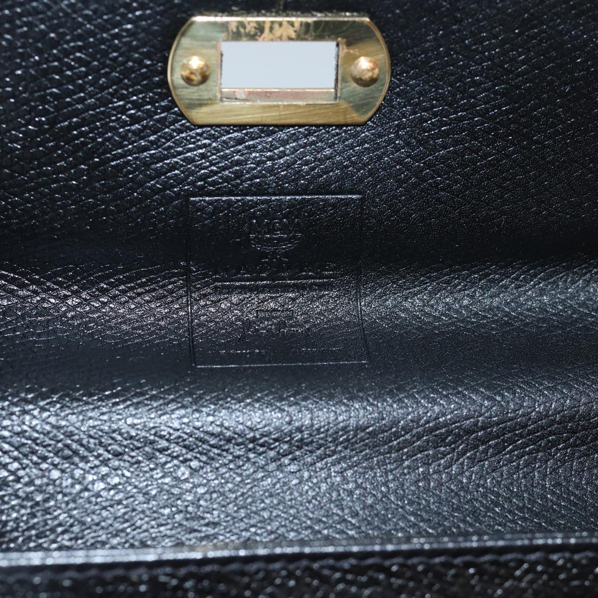 MCM Hand Bag Leather 2way Black Auth 77630