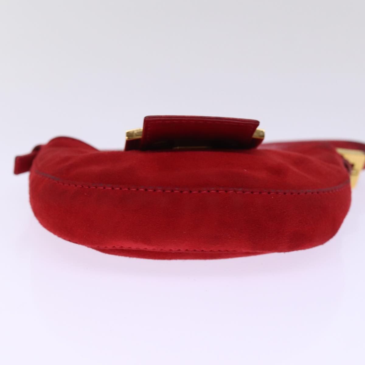 FENDI Mini Croissant Hand Bag Suede Red Auth 77631