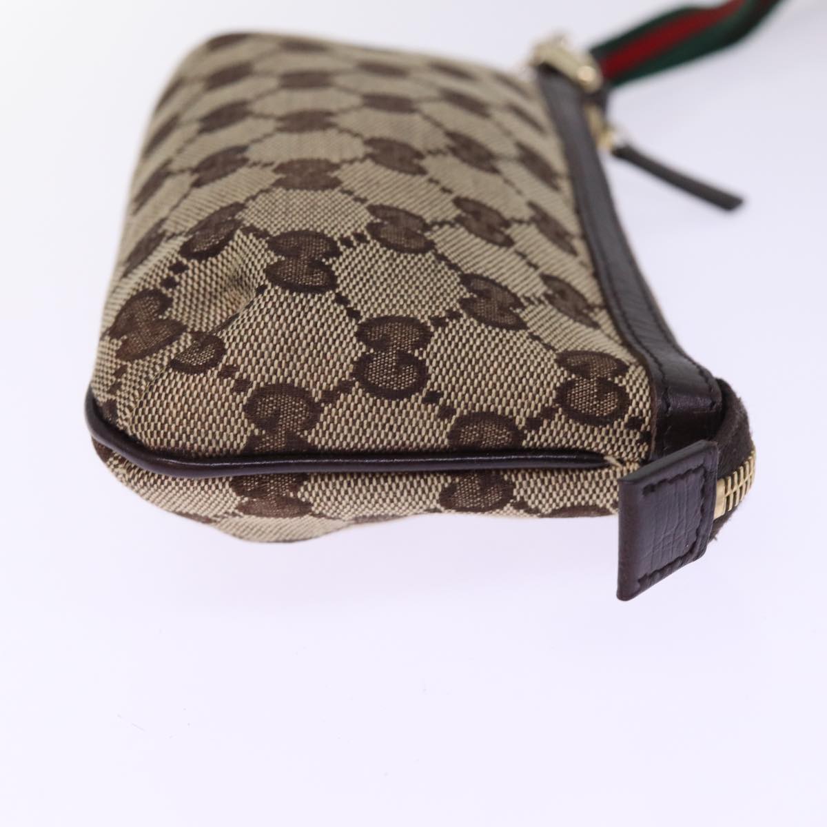 GUCCI GG Canvas Web Sherry Line Pouch Beige Red Green 152507 Auth 77633