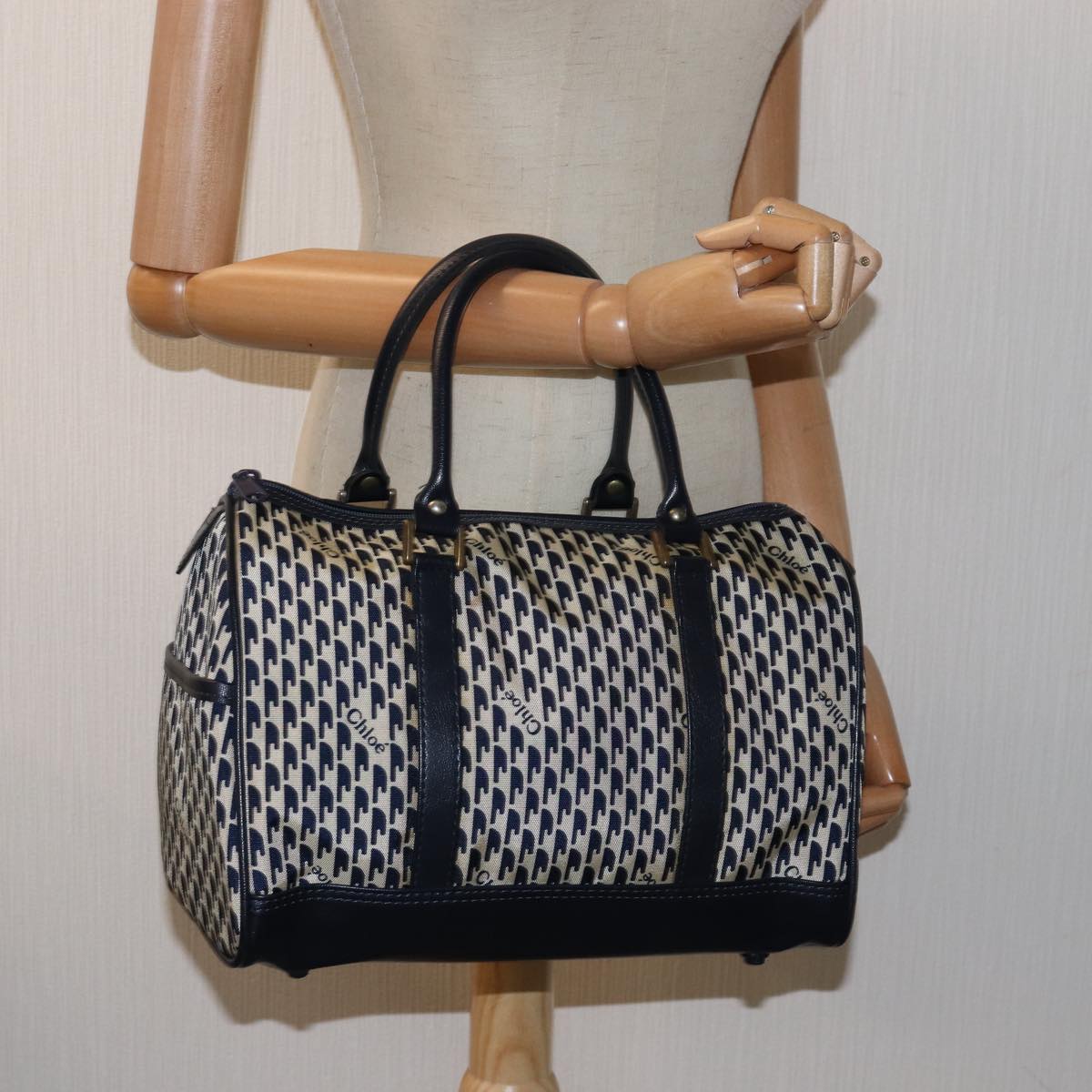 Chloe Hand Bag Nylon Navy Auth 77642