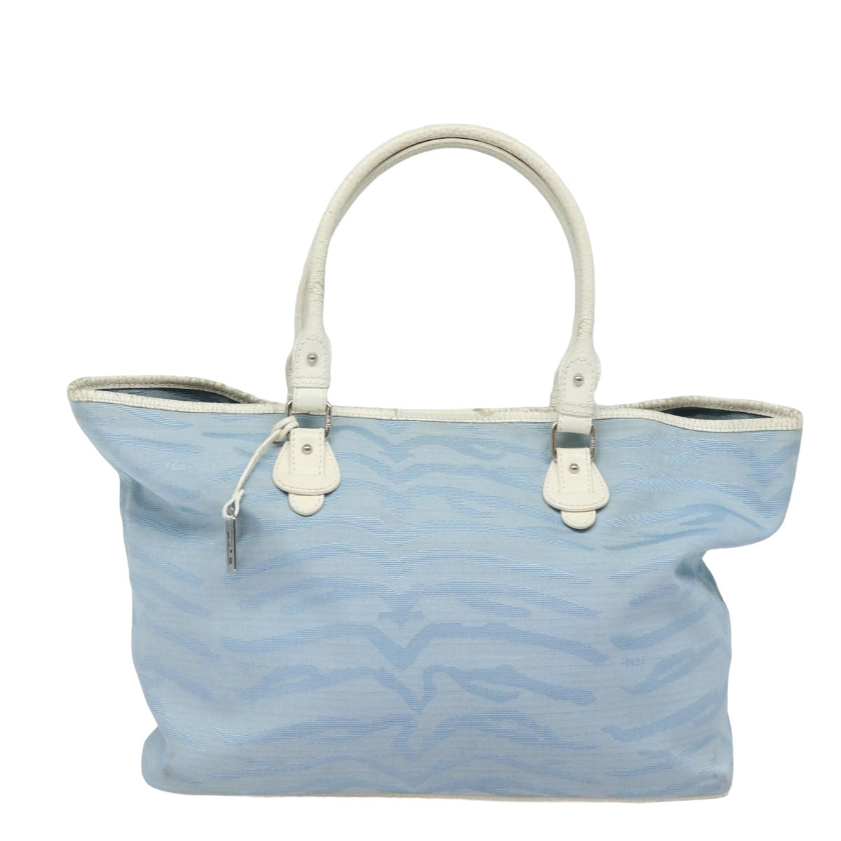 FENDI Tote Bag Canvas Light Blue 124290 Auth 77643