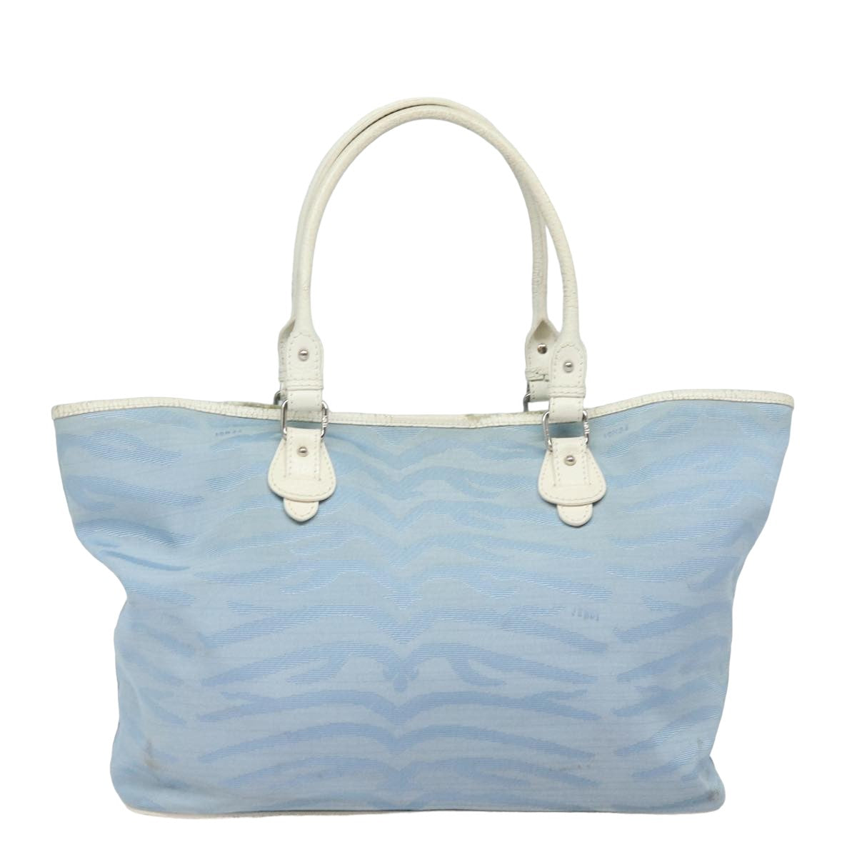 FENDI Tote Bag Canvas Light Blue 124290 Auth 77643 - 0