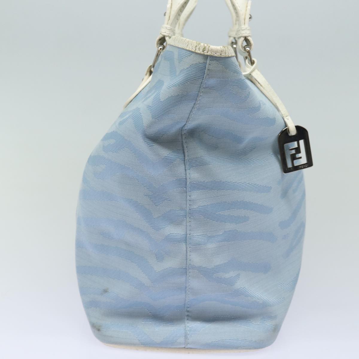 FENDI Tote Bag Canvas Light Blue 124290 Auth 77643