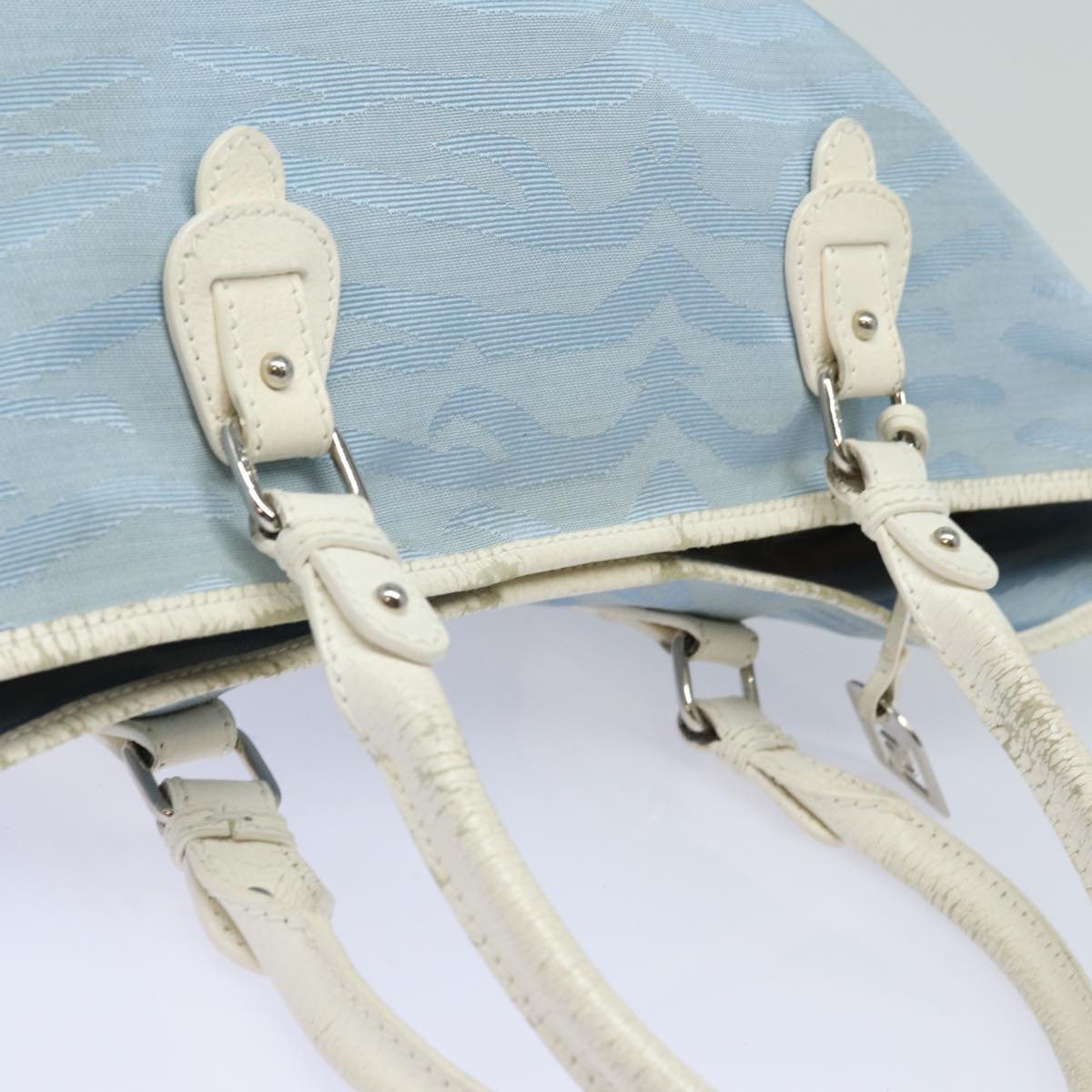 FENDI Tote Bag Canvas Light Blue 124290 Auth 77643