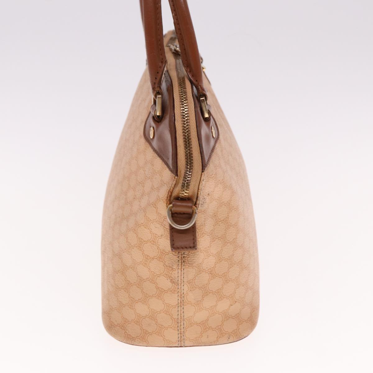 CELINE Macadam Canvas Hand Bag PVC Leather Beige Auth 77645