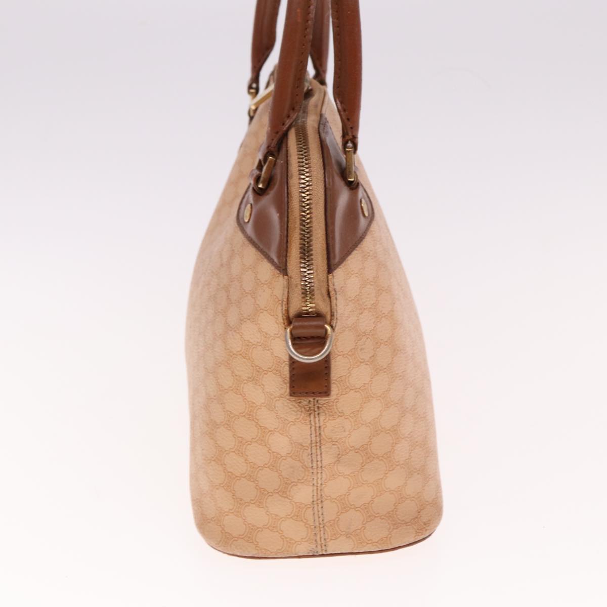 CELINE Macadam Canvas Hand Bag PVC Leather Beige Auth 77645