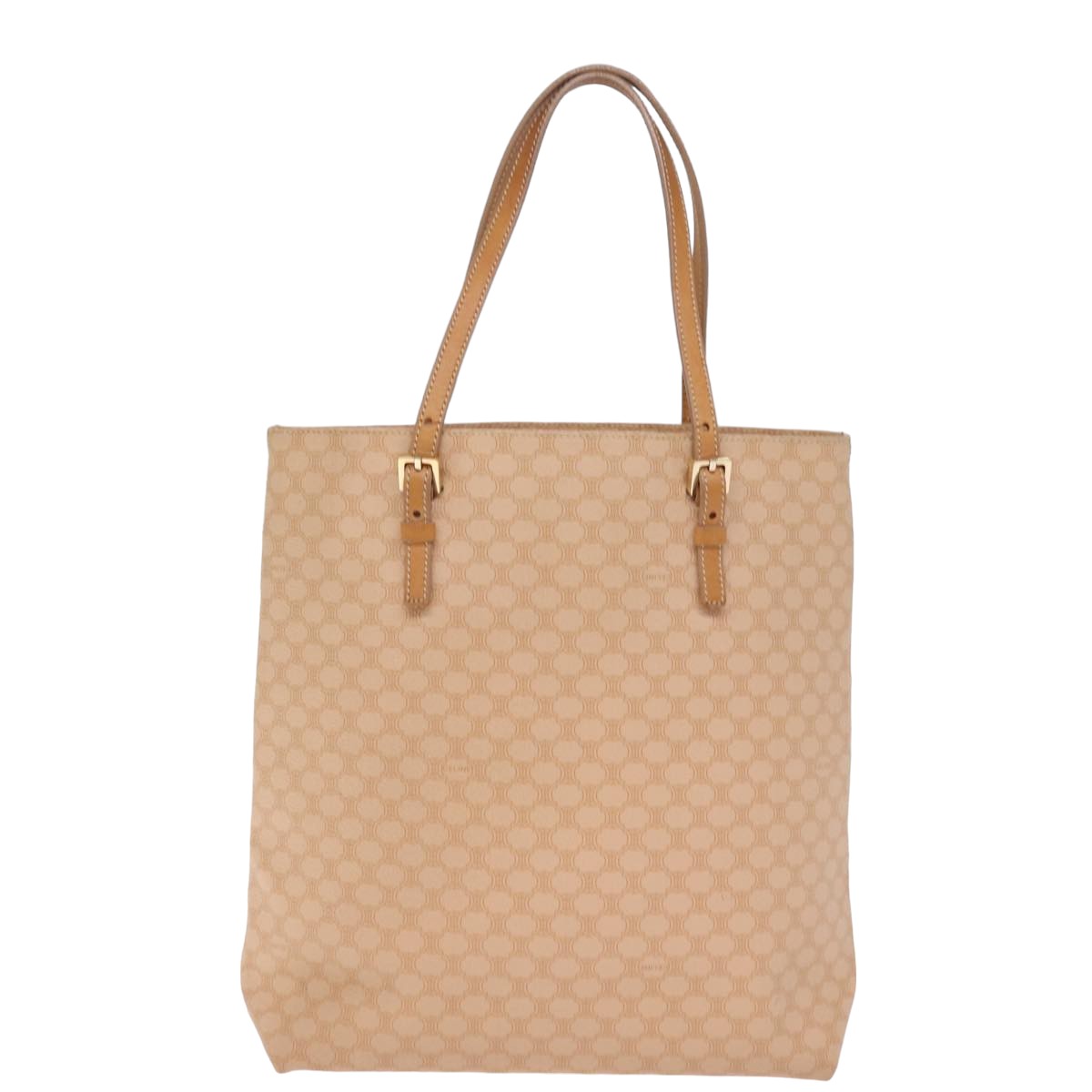 CELINE Macadam Canvas Tote Bag PVC Leather Beige Auth 77647 - 0