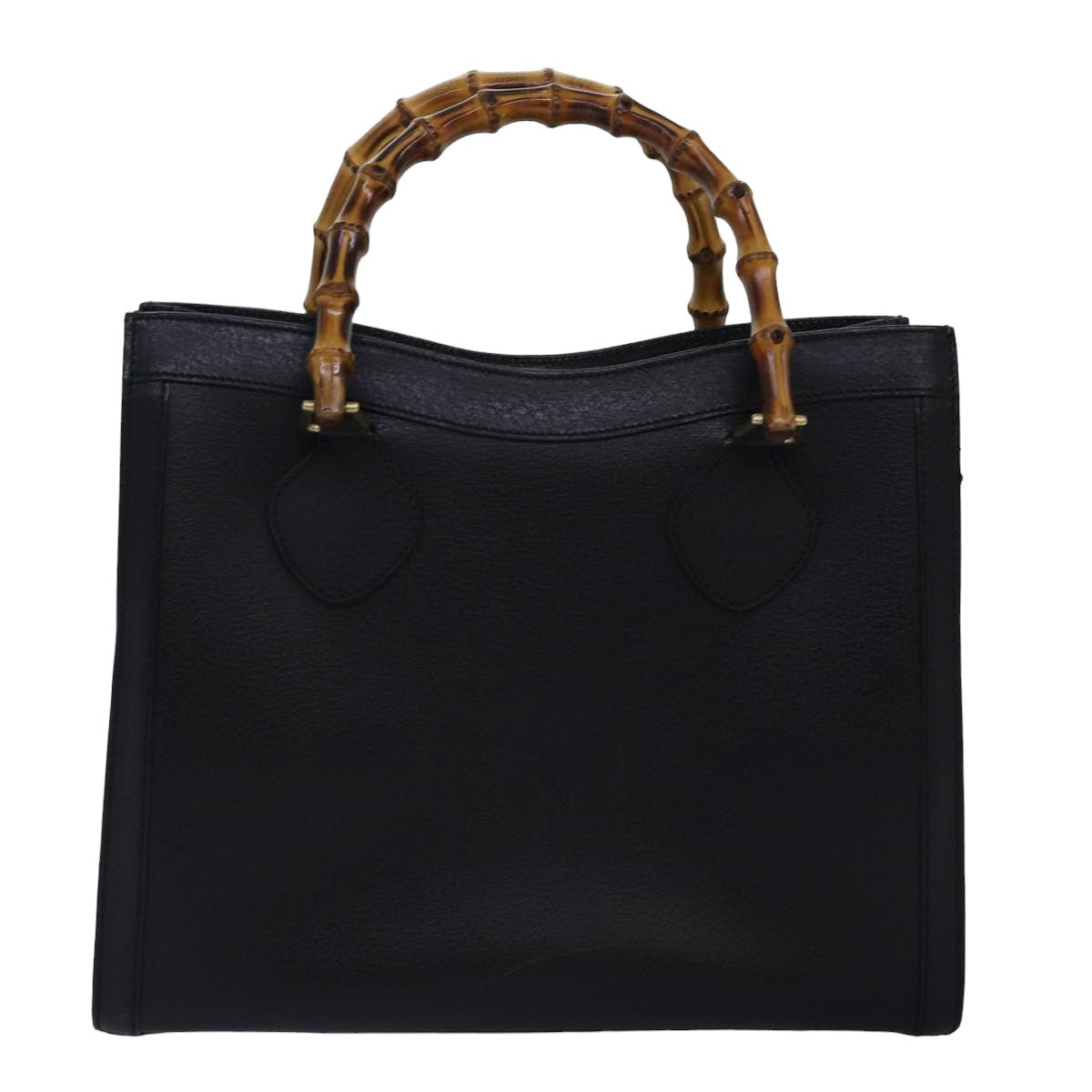 GUCCI Bamboo Hand Bag Leather Black 002 2853 0260 0 Auth 77668