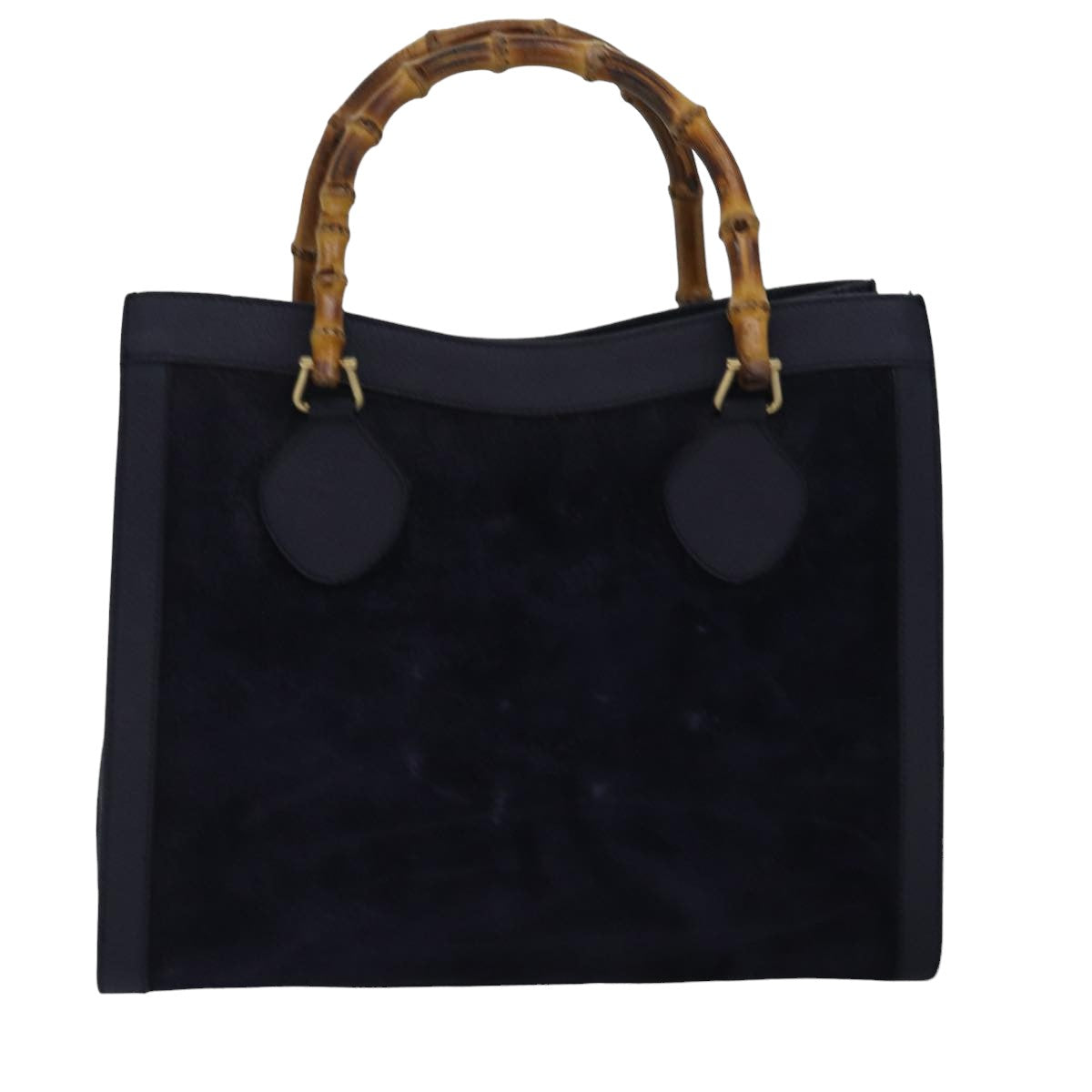 GUCCI Bamboo Hand Bag Suede Navy Auth 77669