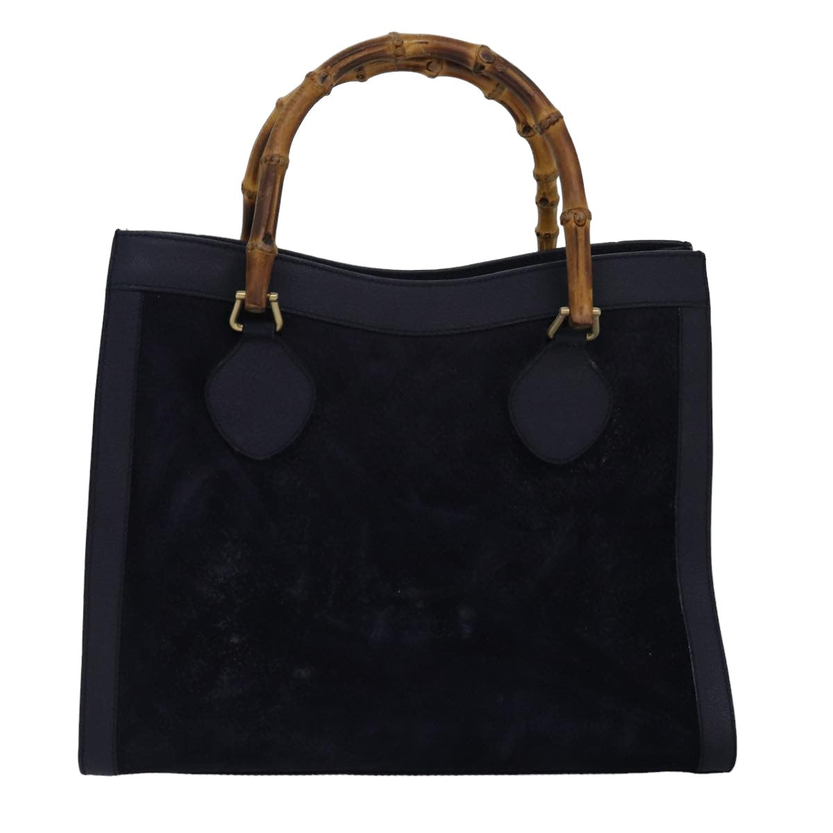 GUCCI Bamboo Hand Bag Suede Navy Auth 77669